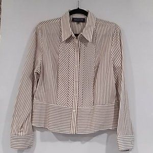 EXPRESS Womens Black Lace and Cream Semi Sheer Blouse Size